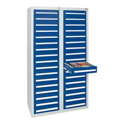 Stumpf Schubladenschrank Serie T-100/35-4, 34 Schubladen enzianblau (34x100mm)