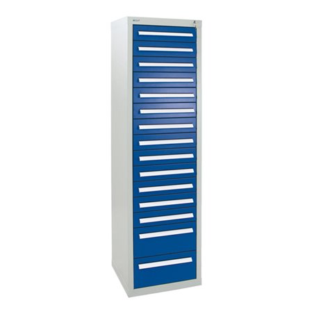 Stumpf Schubladenschrank Serie T-100/35-5, 15 Schubladen enzianblau (13x100, 2x200mm)
