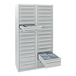 Stumpf Schubladenschrank Serie T-100/35-4, 30 Schubladen lichtgrau (26x100, 4x200mm)