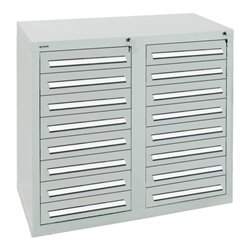 Stumpf Schubladenschrank Serie T-100/35-2, 16 Schubladen lichtgrau (16x100mm)