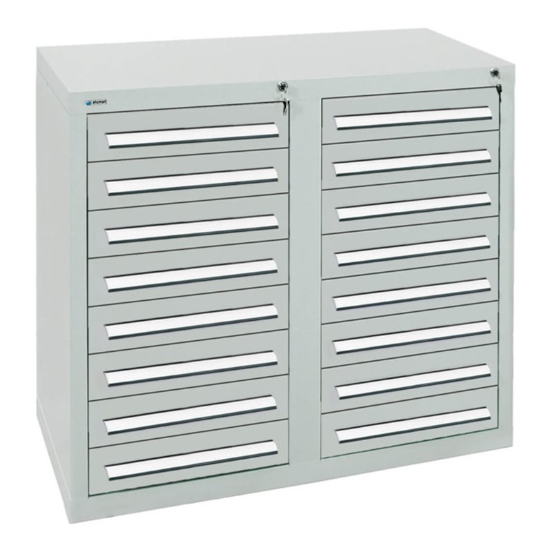 Stumpf Schubladenschrank Serie T-100/35-2, 16 Schubladen lichtgrau (16x100mm)