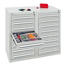 Stumpf Schubladenschrank Serie T-100/35-2, 16 Schubladen lichtgrau (16x100mm)