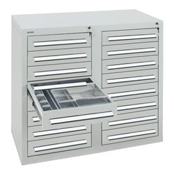 Stumpf Schubladenschrank Serie T-100/35-2, 16 Schubladen lichtgrau (16x100mm)
