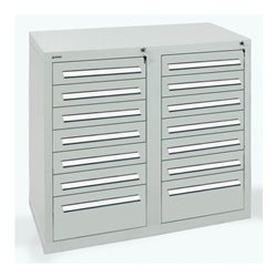 Stumpf Schubladenschrank Serie T-100/35-2, 14 Schubladen lichtgrau (12x100, 2x200mm)