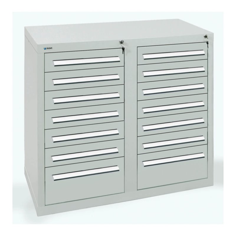Stumpf Schubladenschrank Serie T-100/35-2, 14 Schubladen lichtgrau (12x100, 2x200mm)