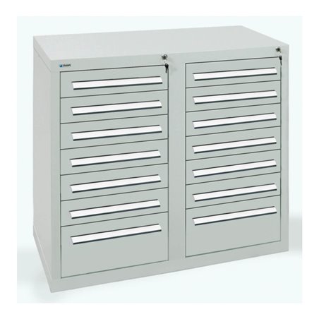 Stumpf Schubladenschrank Serie T-100/35-2, 14 Schubladen lichtgrau (12x100, 2x200mm)