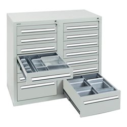 Stumpf Schubladenschrank Serie T-100/35-2, 14 Schubladen lichtgrau (12x100, 2x200mm)