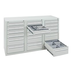 Stumpf Schubladenschrank Serie T-100/35-3, 18 Schubladen lichtgrau (12x100, 6x200mm)