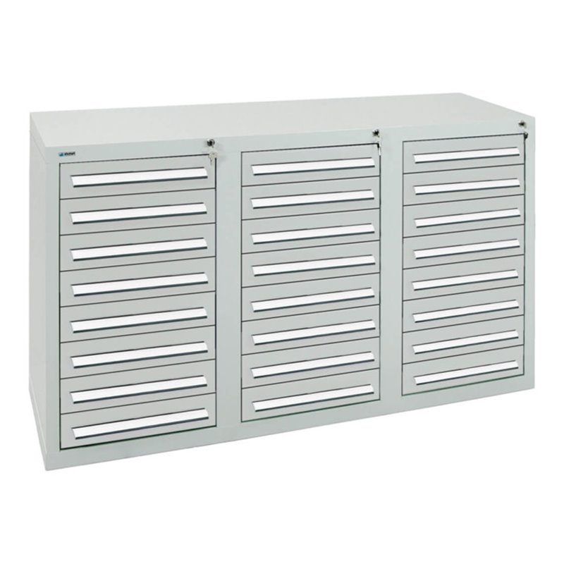 Stumpf Schubladenschrank Serie T-100/35-3, 24 Schubladen lichtgrau (24x100mm)