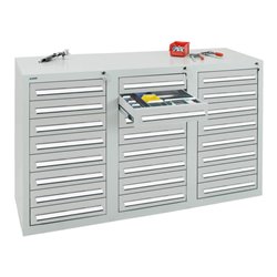 Stumpf Schubladenschrank Serie T-100/35-3, 24 Schubladen lichtgrau (24x100mm)