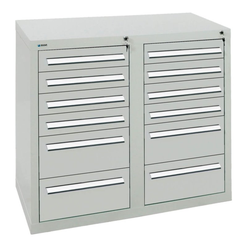 Stumpf Schubladenschrank Serie T-100/35-2, 12 Schubladen lichtgrau (8x100, 4x200mm)