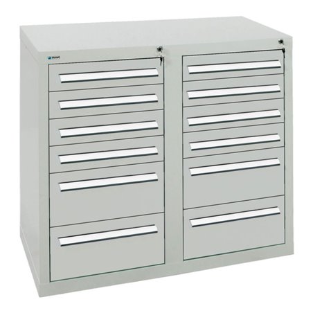 Stumpf Schubladenschrank Serie T-100/35-2, 12 Schubladen lichtgrau (8x100, 4x200mm)