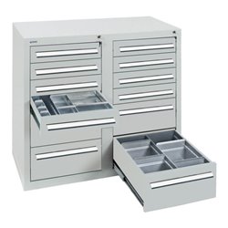 Stumpf Schubladenschrank Serie T-100/35-2, 12 Schubladen lichtgrau (8x100, 4x200mm)