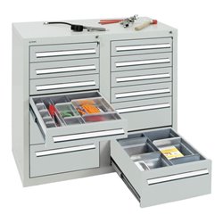 Stumpf Schubladenschrank Serie T-100/35-2, 12 Schubladen lichtgrau (8x100, 4x200mm)