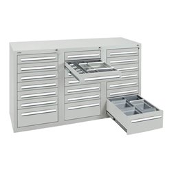Stumpf Schubladenschrank Serie T-100/35-3, 21 Schubladen lichtgrau (18x100, 3x200mm)