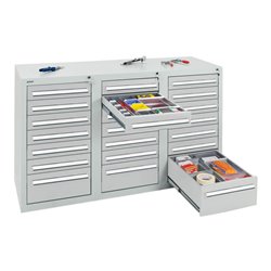 Stumpf Schubladenschrank Serie T-100/35-3, 21 Schubladen lichtgrau (18x100, 3x200mm)