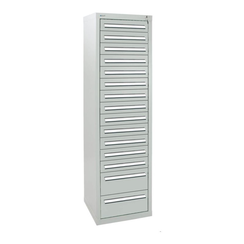 Stumpf Schubladenschrank Serie T-100/35-5, 15 Schubladen lichtgrau (13x100, 2x200mm)