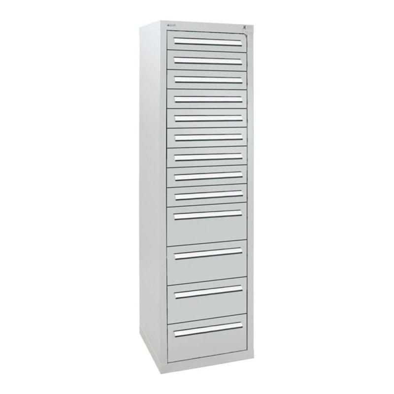 Stumpf Schubladenschrank Serie T-100/35-5, 13 Schubladen lichtgrau (9x100, 4x200mm)