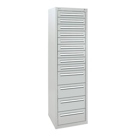 Stumpf Schubladenschrank Serie T-100/35-5, 13 Schubladen lichtgrau (9x100, 4x200mm)