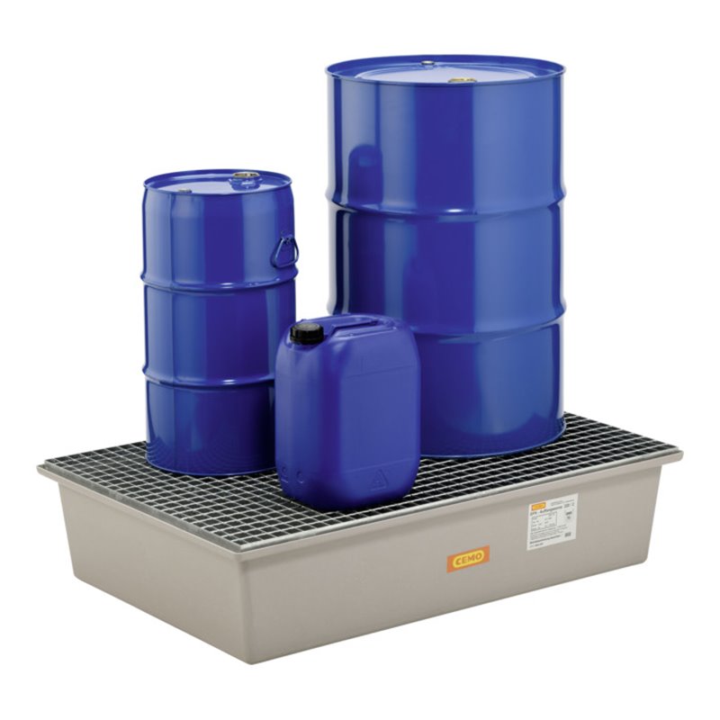 CEMO Auffangwanne 220/2 mit Zulassung verzinktes Stahlgitterrost
