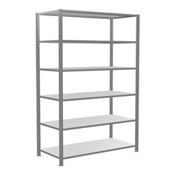 Schulte Grundregal Büro-Steckregal MULTplus150 2000 x 1300 x 600 mm 6 Fachböden Längenriegel verzinkt ohne Mittelanschlag