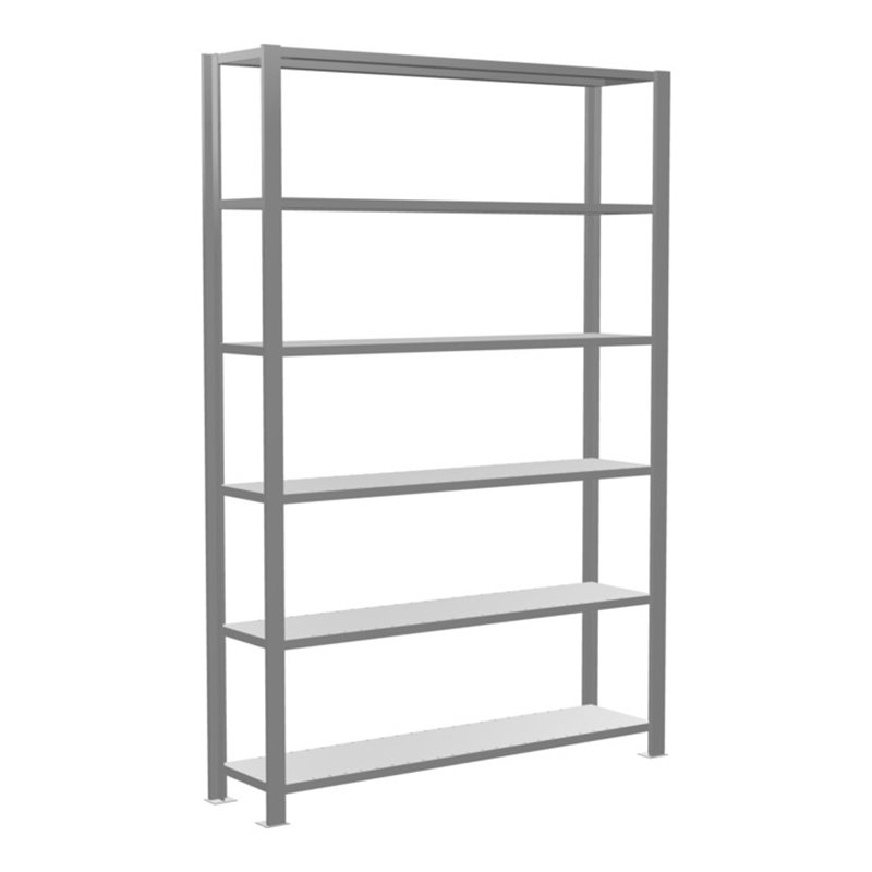 Schulte Grundregal Büro-Steckregal MULTIplus85 2000 x 1300 x 300 mm 6 Fachböden Kreuzstrebe verzinkt mit Anschlagleiste