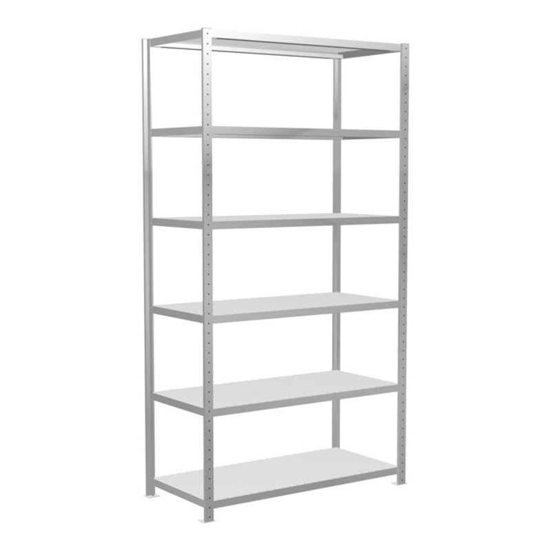 Schulte Grundregal Steckregal MULTIplus250 2500 x 1300 x 600 mm 6 Fachböden Kreuzstrebe RAL 7035 lichtgrau