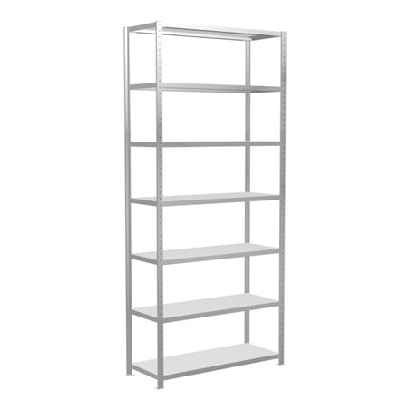 Schulte Grundregal Steckregal MULTIplus250 3000 x 1300 x 500 mm 7 Fachböden Kreuzstrebe RAL 7035 lichtgrau