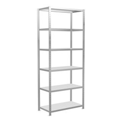 Schulte Grundregal Steckregal MULTIplus250 2500 x 1000 x 500 mm 6 Fachböden Kreuzstrebe RAL 7035 lichtgrau