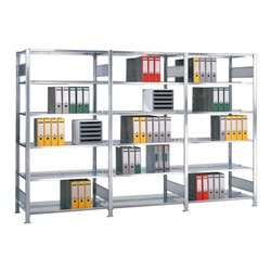 Schulte Grundregal Büro-Schraubregal MULTIplus150 1800 x 750 x 600 mm 5 Fachböden RAL 7035 lichtgrau mit Mittelanschag