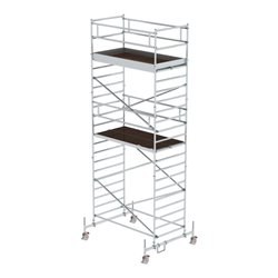 MUNK Alu-Rollgerüst mit Fahrbalken und Doppel-Plattform Plattform-Höhe 5,45 m Länge 2,45 m
