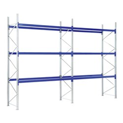 Bito Paletten-Komplettregal-Set P1 mit 3 Ebenen H4500xT1100xL22700 mm 600 kg, unmontiert enzianblau