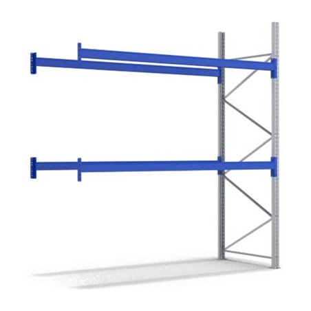 Bito Palettenregal-Set P1 Anbaufeld mit 2 Ebenen H5000xT1100xL1890 mm 600 kg, unmontiert enzianblau