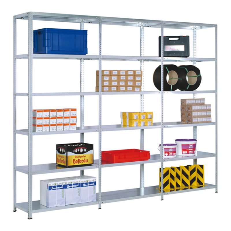 Regalwerk RUDI-Schraubregal 350 Grundregal HxBxT 2500x1000x300 mm verzinkt Winkelprofil