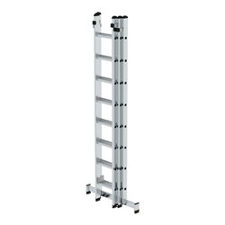 MUNK Aluminium-Schiebeleiter 3-teilig nivello®-Traverse 3 x 8 Sprossen