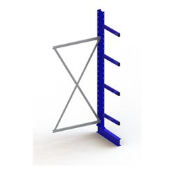 Meta Kragarmregal Anbau IPE140 einseitig 2500 x 1000 x 600 mm Enzianblau + 4 Armen je Ständer