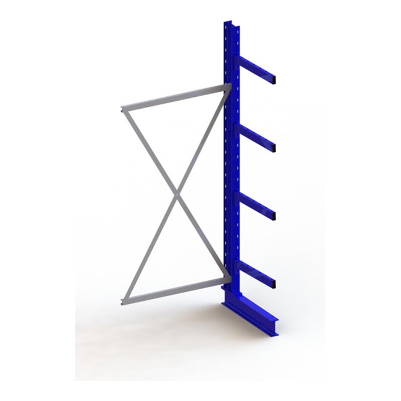 Meta Kragarmregal Anbau IPE140 einseitig 2500 x 1000 x 600 mm Enzianblau + 4 Armen je Ständer