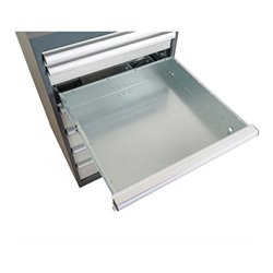 STIER Werkbank BxTxH 2500x600x860 mm mit 2 Schrankgehäusen der Breite 700 mm RAL 7016 / RAL 7035