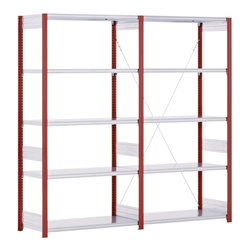 Bito Fachbodenregal Typ:EL mit 5 Fachböden L1058xH2000xT324 mm, Grundfeld 100 kg feuerrot