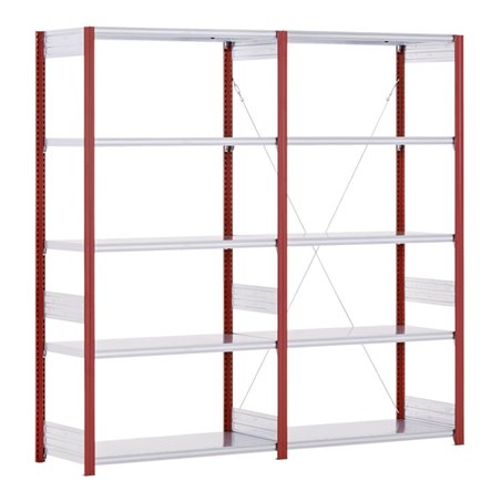 Bito Fachbodenregal Typ:EL mit 5 Fachböden L1008xH2000xT624 mm, Anbaufeld 100 kg feuerrot