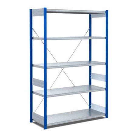 Bito Fachbodenregal Typ:EL mit 5 Fachböden L1058xH2000xT524 mm, Grundfeld 100 kg enzianblau