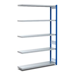 Bito Fachbodenregal Typ:EL mit 5 Fachböden L1008xH2000xT324 mm, Anbaufeld 100 kg enzianblau