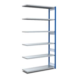 Bito Fachbodenregal Typ:EL mit 6 Fachböden L1008xH2500xT424 mm, Anbaufeld 100 kg enzianblau