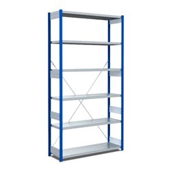 Bito Fachbodenregal Typ:EL mit 6 Fachböden L1058xH2500xT424 mm, Grundfeld 100 kg enzianblau