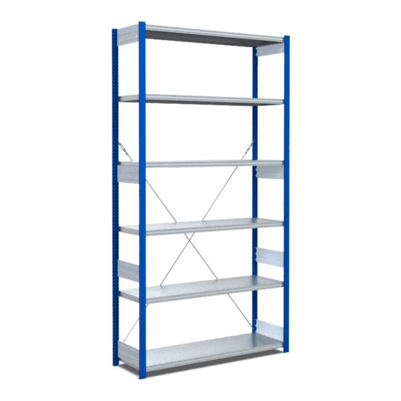 Bito Fachbodenregal Typ:EL mit 6 Fachböden L1058xH2500xT424 mm, Grundfeld 100 kg enzianblau