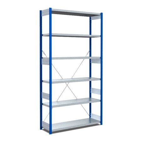 Bito Fachbodenregal Typ:EL mit 6 Fachböden L1058xH2500xT424 mm, Grundfeld 100 kg enzianblau