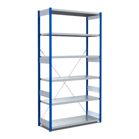 Bito Fachbodenregal Typ:EL mit 6 Fachböden L1058xH2500xT524 mm, Grundfeld 100 kg enzianblau