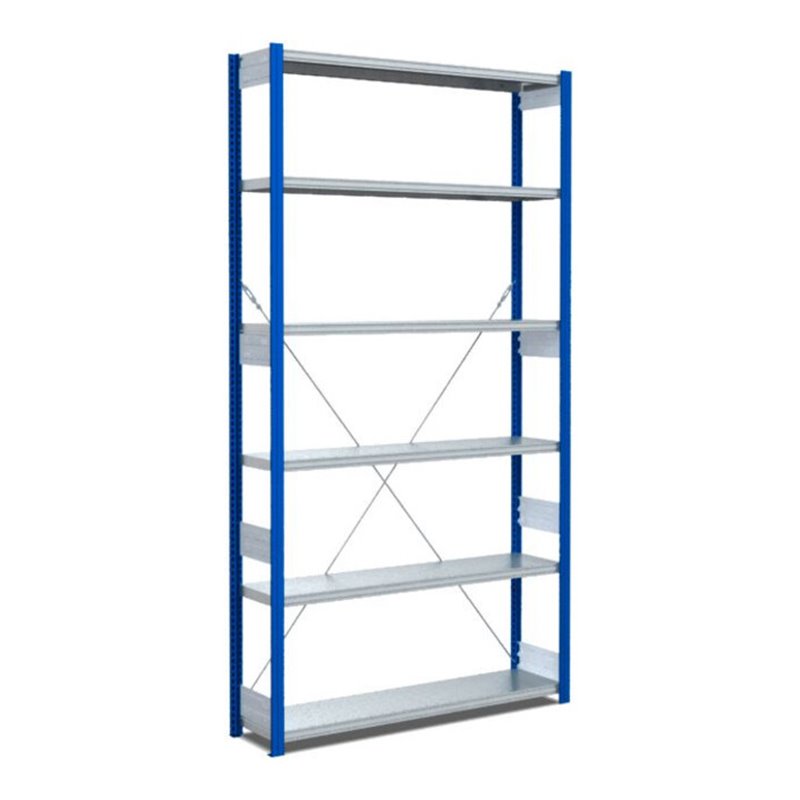 Bito Fachbodenregal Typ:EL mit 6 Fachböden L1058xH2500xT324 mm, Grundfeld 100 kg enzianblau