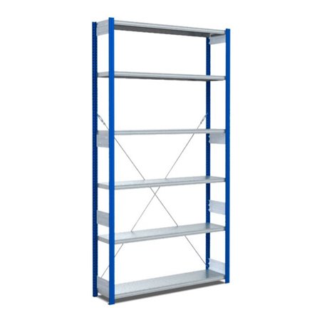 Bito Fachbodenregal Typ:EL mit 6 Fachböden L1058xH2500xT324 mm, Grundfeld 100 kg enzianblau