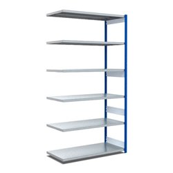 Bito Fachbodenregal Typ:EL mit 6 Fachböden L1008xH2500xT624 mm, Anbaufeld 100 kg enzianblau